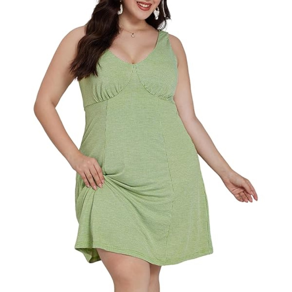 Elegant Green Sleeveless Midi Dress XL